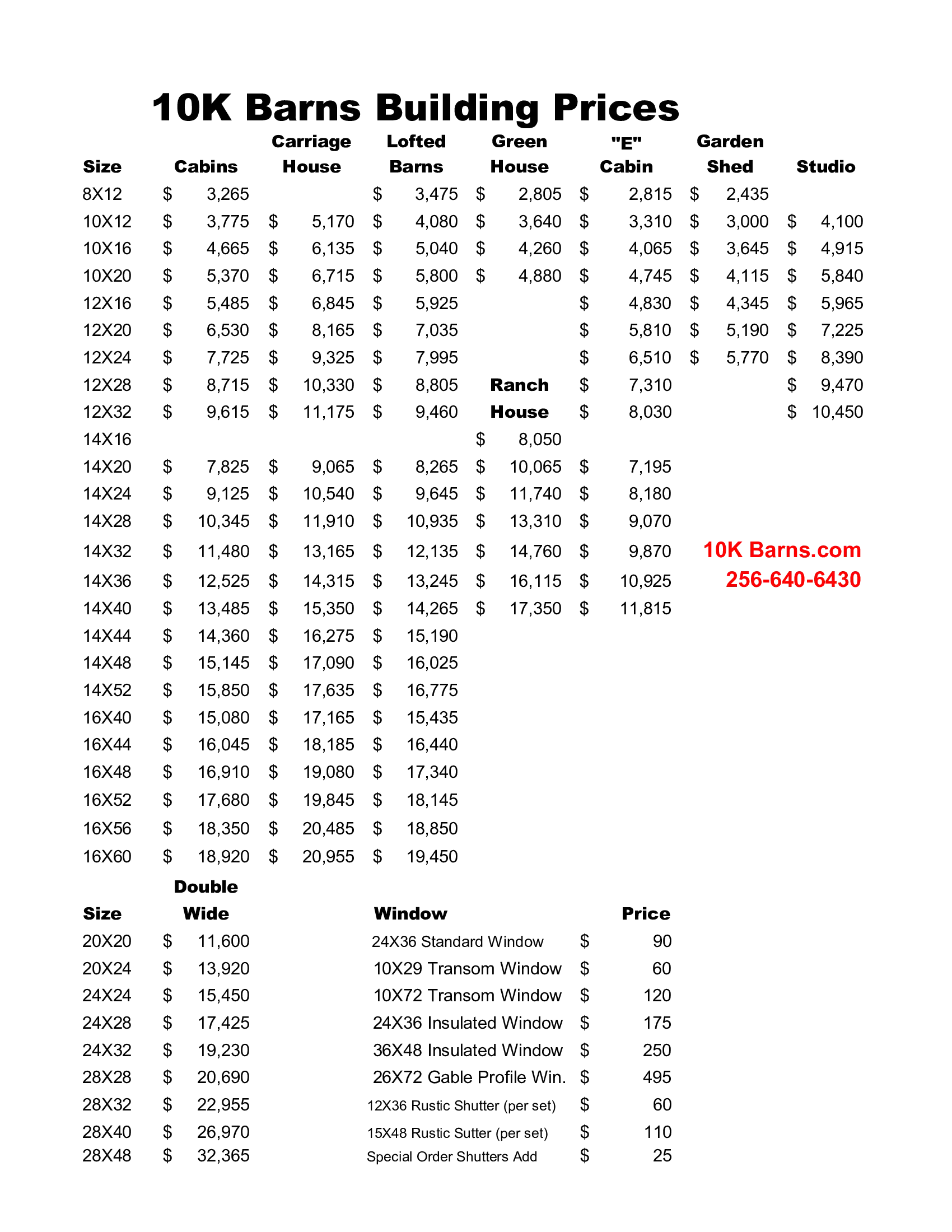 10K Building Options